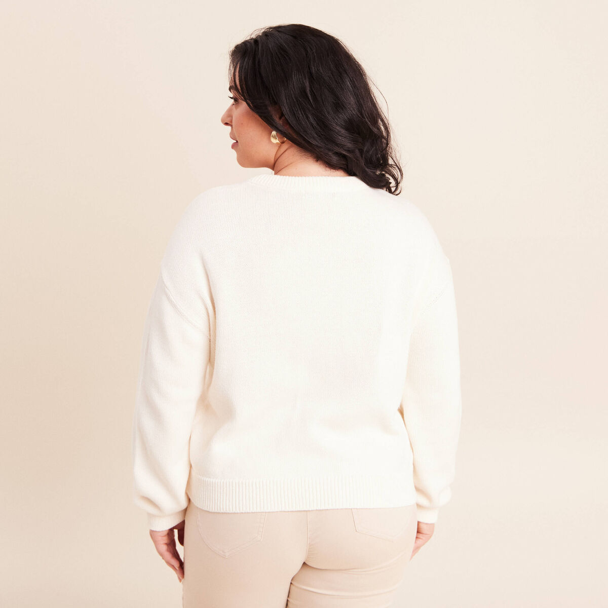 Gilet manches longues ecru femme