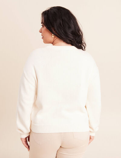 Gilet manches longues ecru femme
