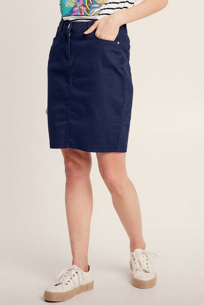 Jupe droite bleu marine femme