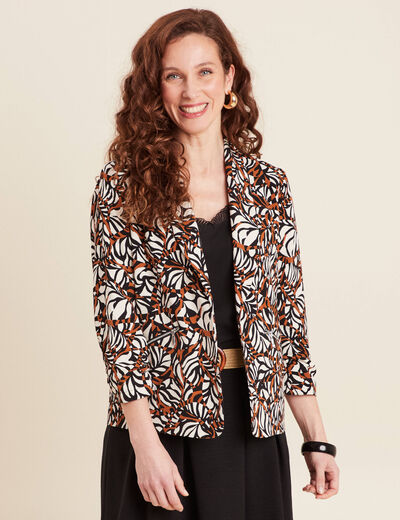 Veste tailleur col châle marron femme