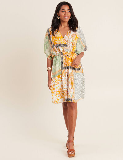 Robe imprimée jaune femme