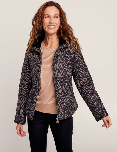 Doudoune d&eacute;perlante droite zipp&eacute;e noir femme