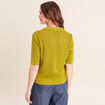 Polo ajour&eacute; col chemise manches courtes vert olive femme