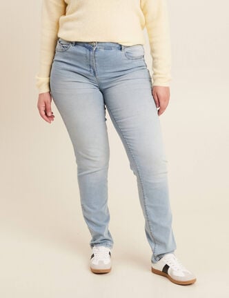 Jean coupe ajust&eacute;e long denim baby bleu femme