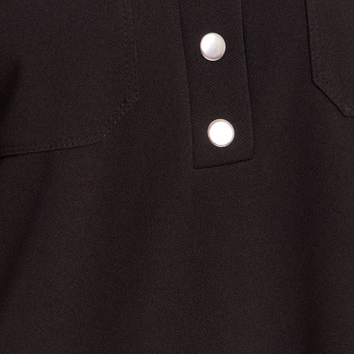 Robe droite courte en maille col chemise noir femme