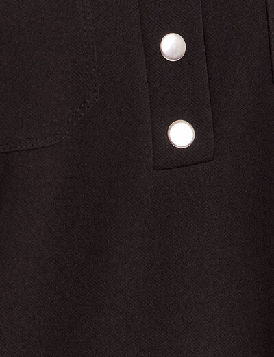 Robe droite courte en maille col chemise noir femme