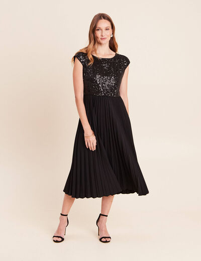 Robe midi &eacute;vas&eacute;e noir femme