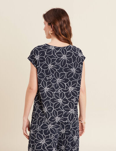 Blouse manches courtes bleu foncé femme