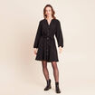 Robe courte col tunisien &agrave; paillettes noir femme