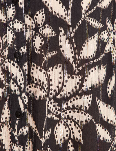 Chemise manches 3/4 noir femme