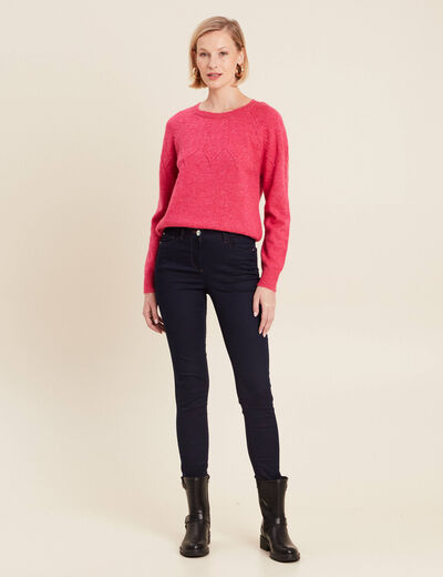 Pull manches longues rose framboise femme
