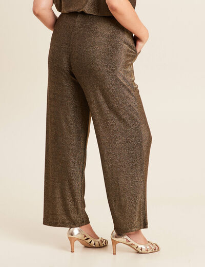 Pantalon large taille haute vert kaki femme