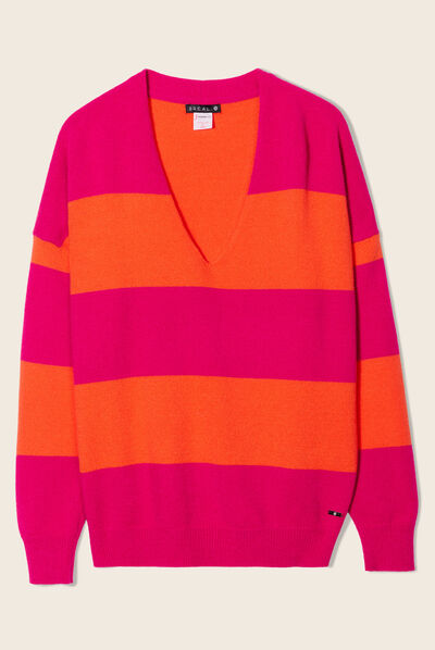 Pull manches longues orange fluo femme