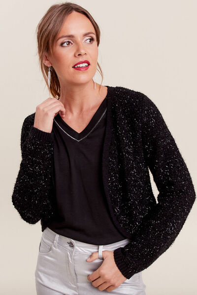 Gilet manches longues noir femme