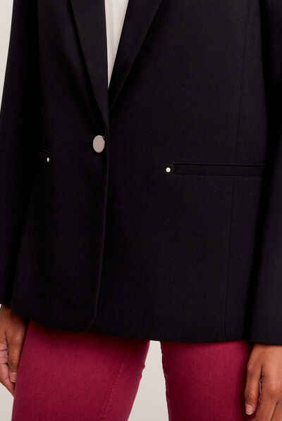 Veste city droite 1 bouton noir femme