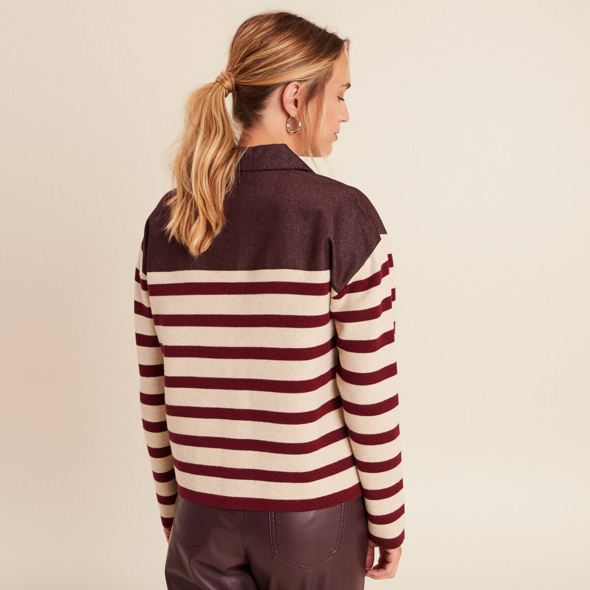Gilet manches longues bordeaux femme