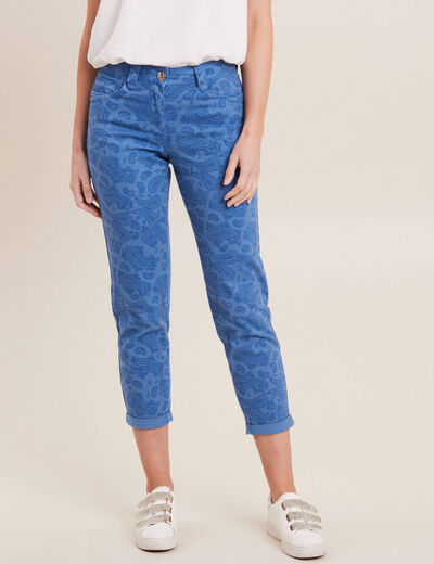 Pantalon droit taille basse bleu femme