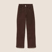 Jean coupe droite taille haute marron fonc&eacute; femme