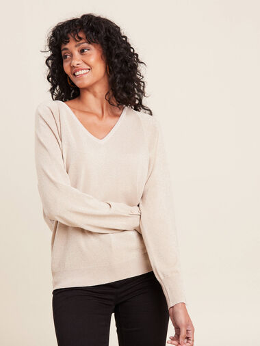 Pull manches longues couleur or femme