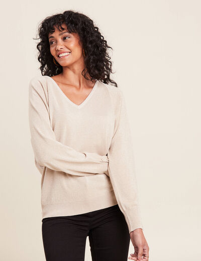Pull manches longues couleur or femme