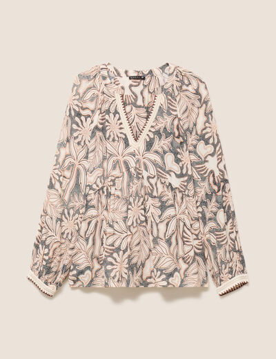 Blouse ample manches longues blanc femme