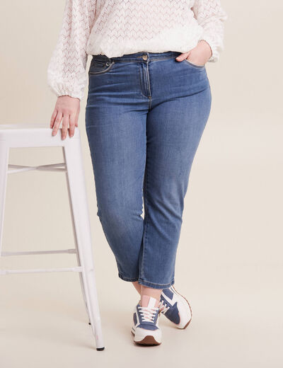 Jean coupe droite 7/8&egrave;me denim stone femme
