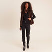 Veste col montant doubl&eacute;e marron femme