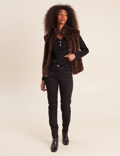 Veste col montant doubl&eacute;e marron femme