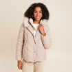 Doudoune ajust&eacute;e &agrave; capuche doubl&eacute;e beige femme