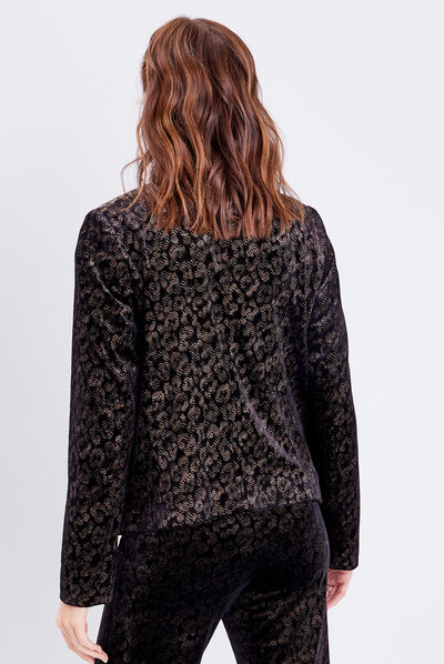 Veste droite velours noir femme