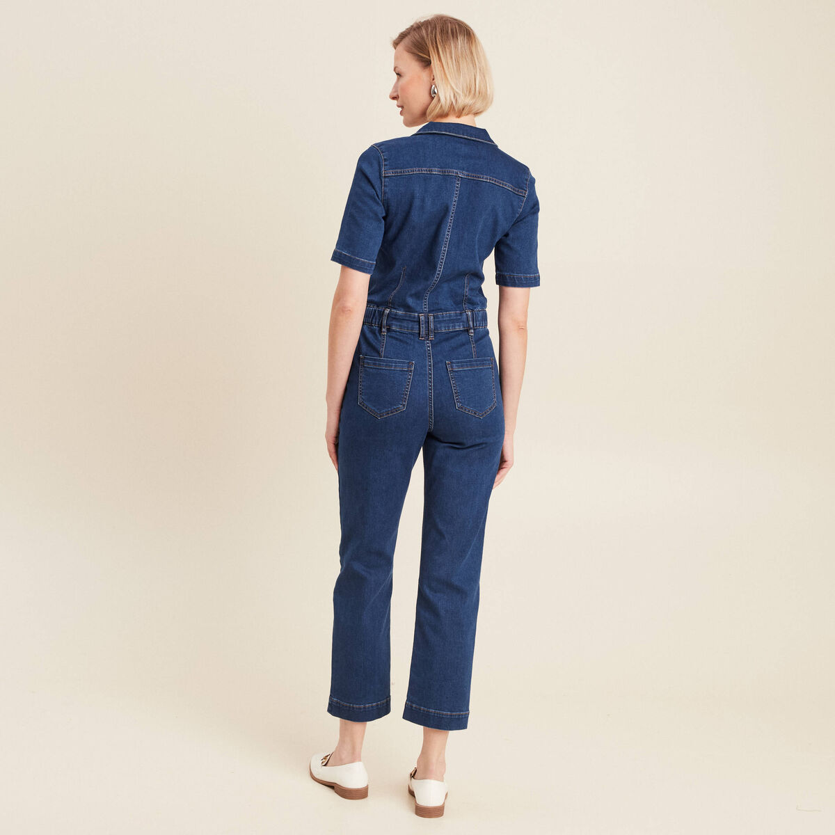 Combinaison pantalon en jean denim stone femme