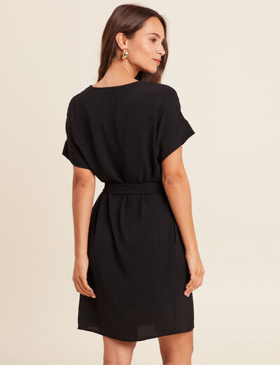 Robe fluide manches courtes noir femme