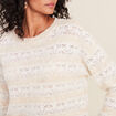 Pull manches longues ajouré beige femme