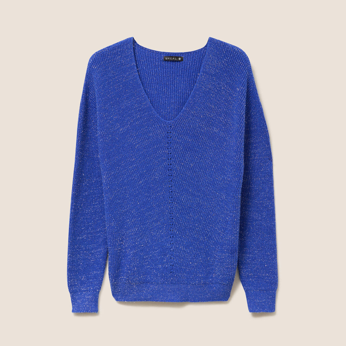 Pull manches longues bleu electrique femme