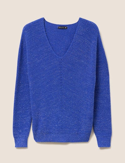 Pull manches longues bleu electrique femme