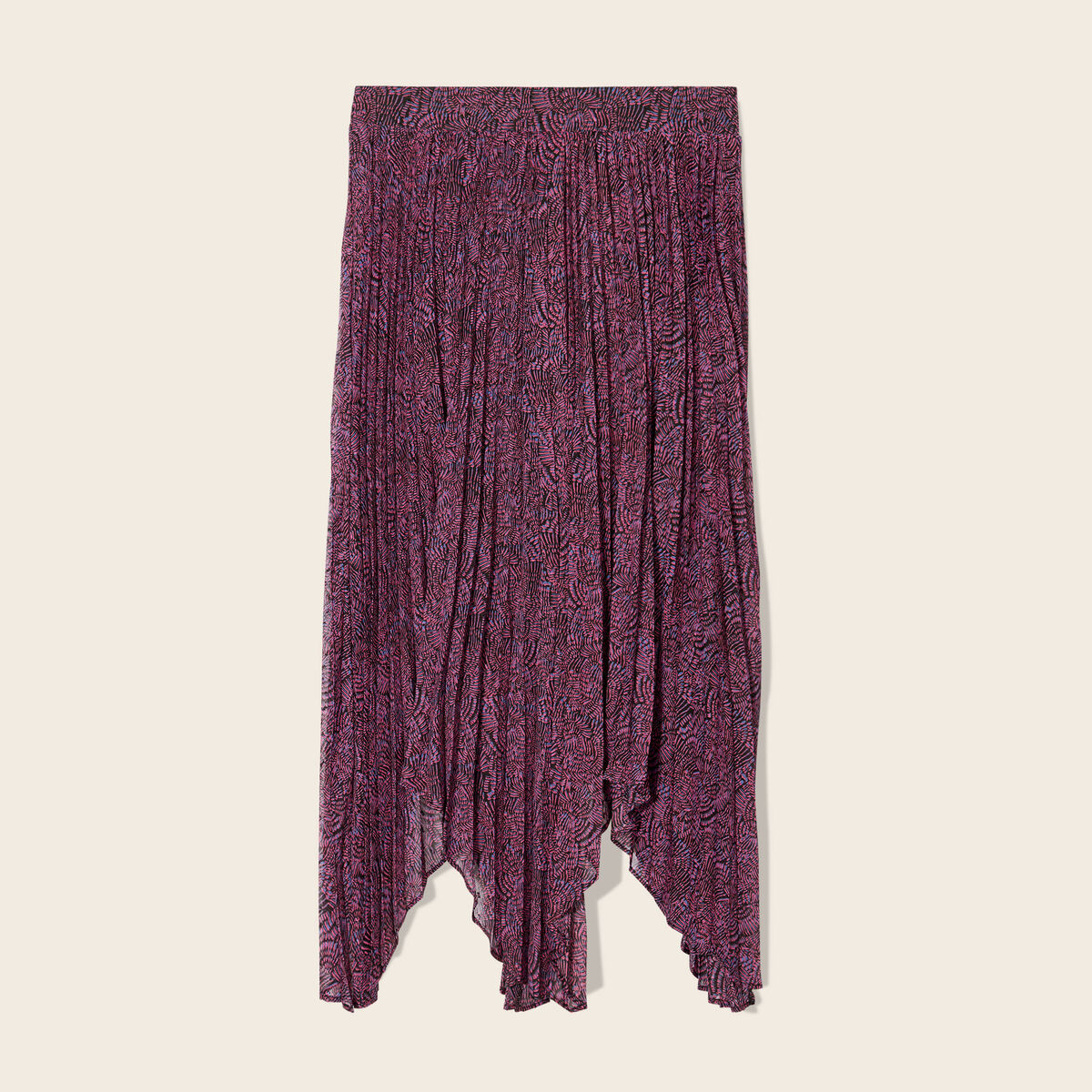 Jupe longue évasée plissée violet femme