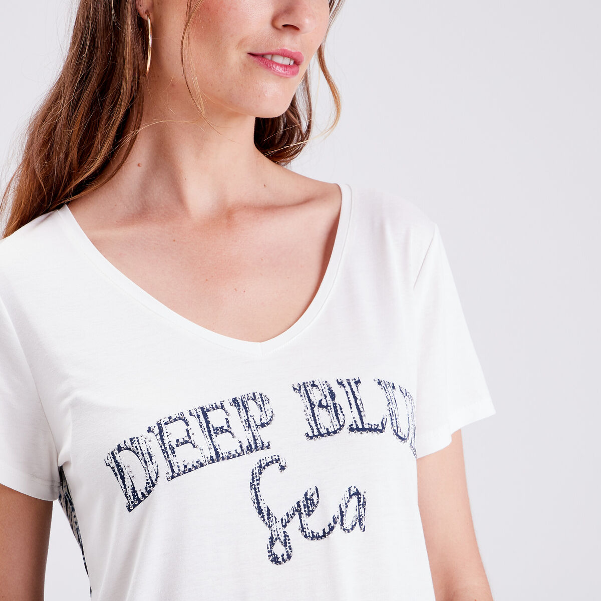 T-shirt manches courtes ecru femme