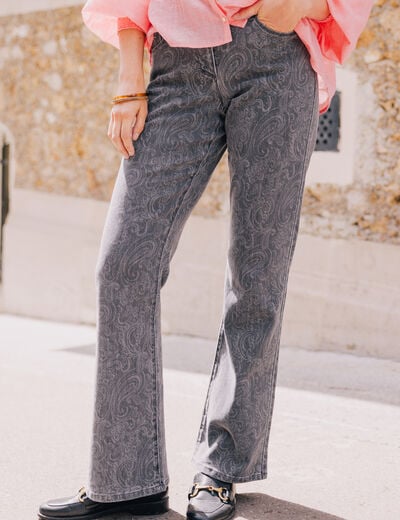 Jean bootcut longueur standard denim gris femme