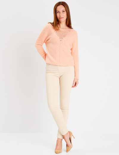Pull manches longues rose clair femme