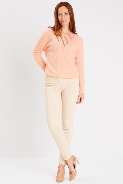 Pull manches longues rose clair femme
