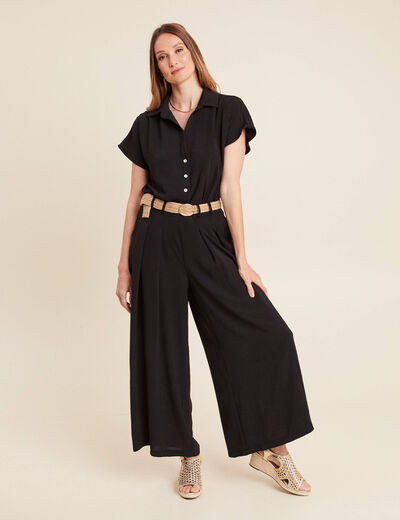 Combinaison large avec ceinture amovible noir femme