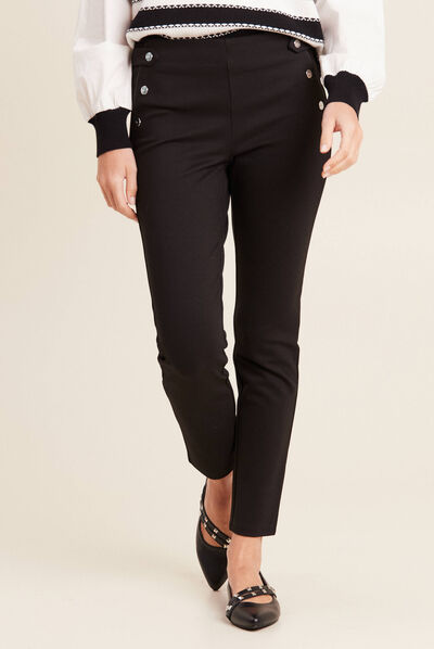 Pantalon tregging taille basculée noir femme
