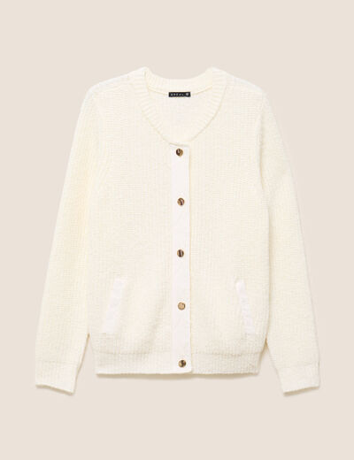 Gilet manches longues ecru femme