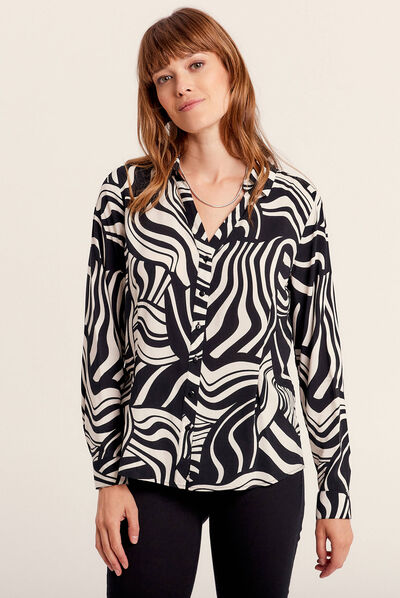 Chemise manches longues noir femme