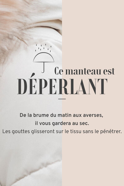 Doudoune droite à capuche gris femme