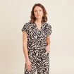 Chemise crêpe manches courtes noir femme