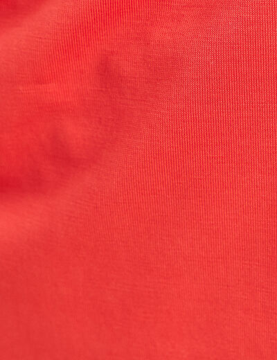 T-shirt manches courtes &agrave; volants orange fonc&eacute; femme
