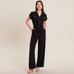 Combinaison pantalon ceintur&eacute;e noir femme