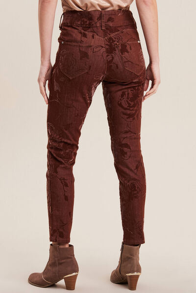 Jean ajusté taille standard orange foncé femme