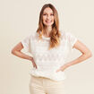 T-shirt manches courtes ajouré ecru femme